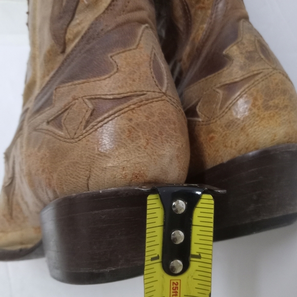 Herencia Cowgirl Boots Leather Size 7.5Tan & Brown Leather will NEED boot TIPS - Picture 10 of 12